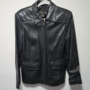 Classiques Entier Lamb Skin Black Leather Jacket Size Small Vintage Classic